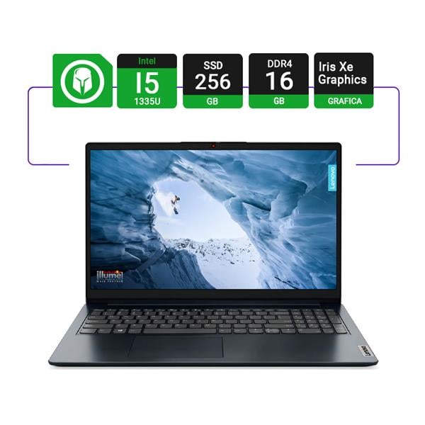 Notebook Lenovo Ideapad 1 15.6" Intel I5-1335u 16gb Ram 256gb Ssd Touch W11 - Abyss Blue