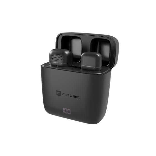 Microfono Inalámbrico Portátil Natec Hopper Lavalier Tie Usb-C Black