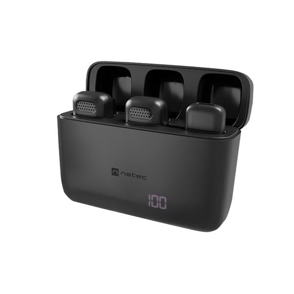 Microfono Inalámbrico Portátil Natec Hopper Lavalier Tie - 2 Piezas - Usb-C Black