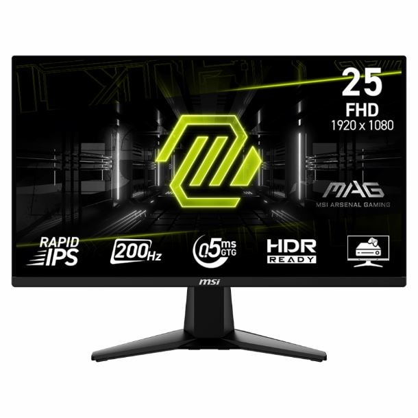 MONITOR GAMER 25" MSI MAG 255F E20 IPS FHD 200HZ 0.5MS HDMI DP + Q 24