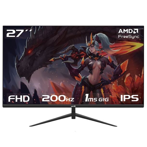 MONITOR GAMER 27" RAPTOR HAWK EYE FRAMELESS IPS 200HZ 1MS FHD HDMI DP