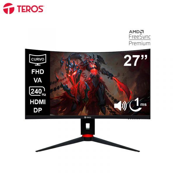 MONITOR GAMER CURVO 27" TEROS TE-2764G VA FHD 240HZ 1MS HDMI DP