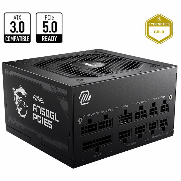 FUENTE 750W MSI MAG A750GL PCI5 80 PLUS GOLD FULL MODULAR