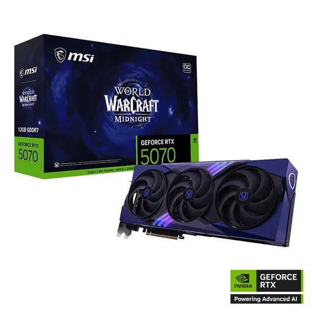 PLACA DE VIDEO GeForce RTX 5070 12GB MSI WORLD OF WARCRAFT MIDNIGHT VOID EDITION