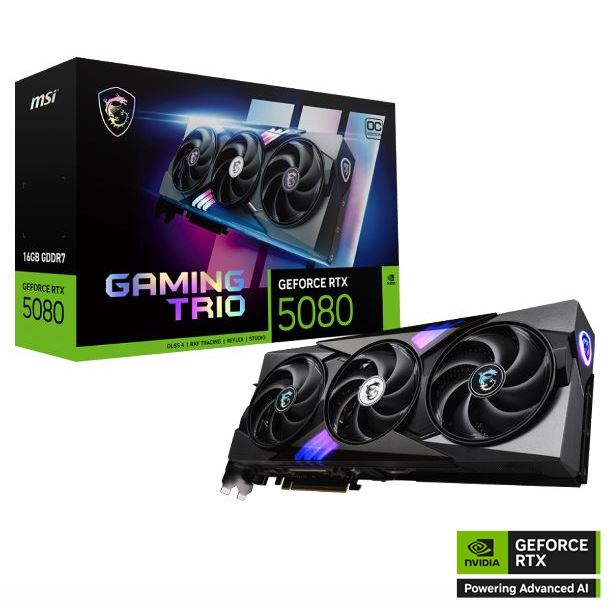 PLACA DE VIDEO GeForce RTX 5080 16GB MSI GAMING TRIO OC