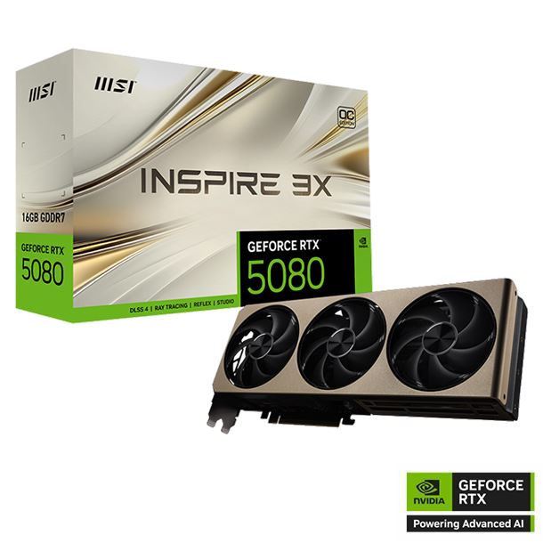 PLACA DE VIDEO GeForce RTX 5080 16GB MSI INSPIRE 3X OC