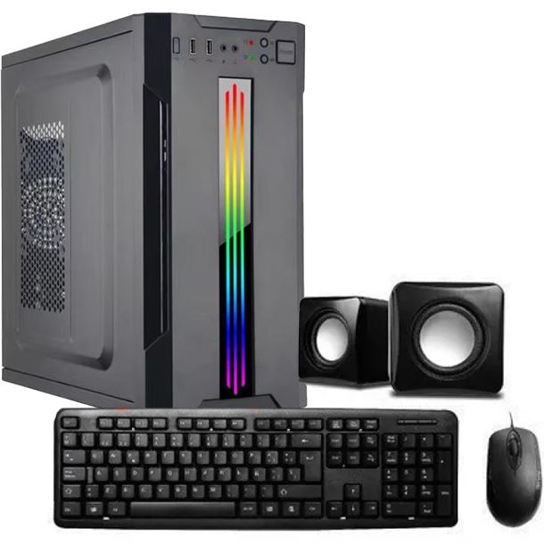GABINETE KIT GAMER C/FUENTE 600W RGB TECLADO MOUSE Y PARLANTES AURUS