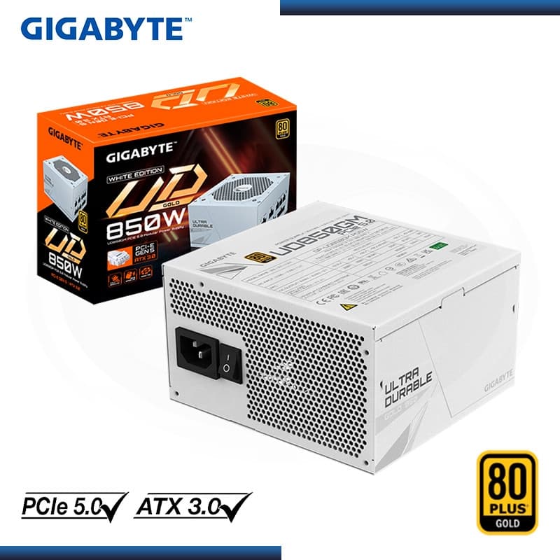Fuente Gigabyte 850W 80 Plus Gold Ultradurable Full Modular PCIe 5.0 White