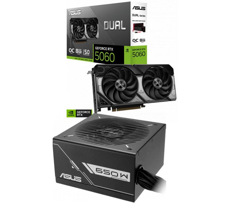 Combo ASUS DUAL RTX 5060 8GB OC + Fuente ASUS PRIME 650W 80 Plus Bronze