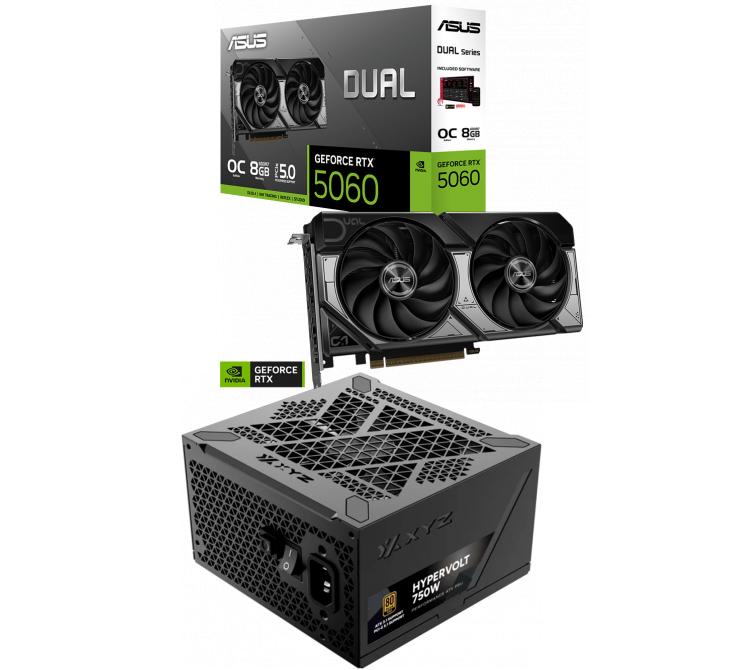 Combo ASUS DUAL RTX 5060 8GB OC + Fuente XYZ 750W 80 Plus Gold HYPERVOLT