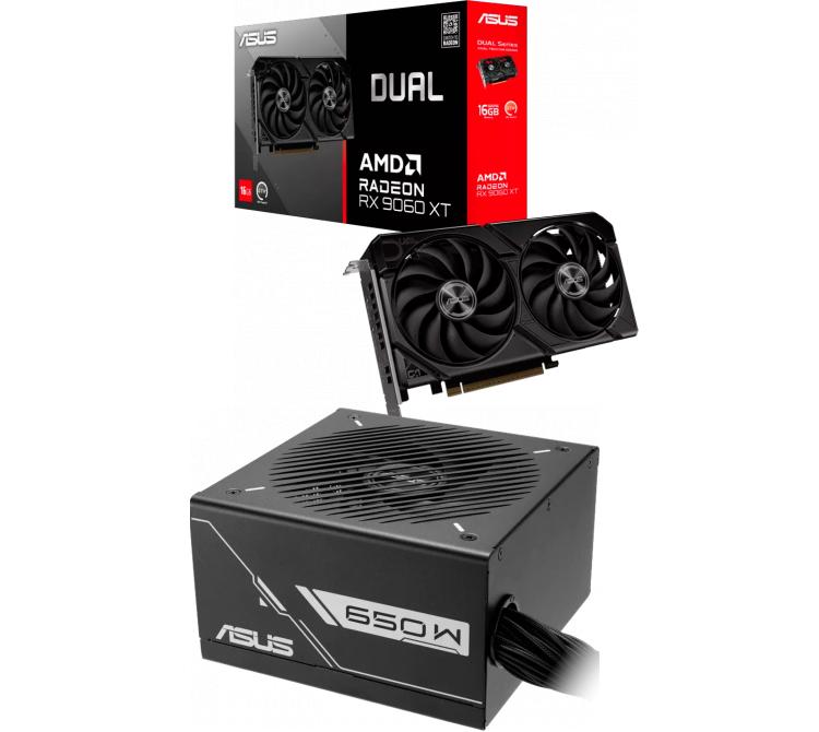 Combo ASUS DUAL RX 9060 XT 16GB + Fuente ASUS PRIME 650W 80 Plus Bronze