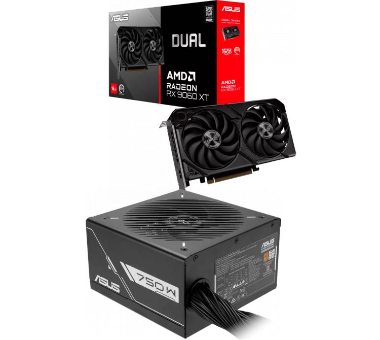 Combo ASUS DUAL Radeon RX 9060 16GB + Fuente ASUS PRIME 750W 80 Plus Bronze