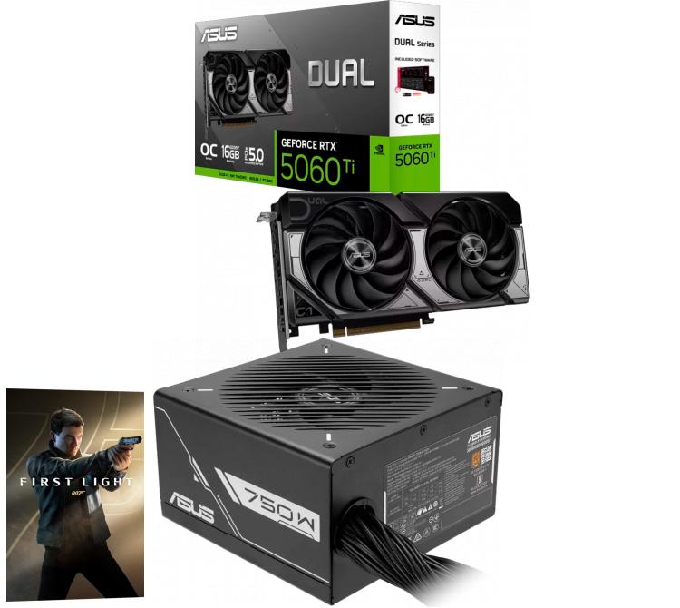 Combo ASUS GeForce DUAL RTX 5060 Ti 16GB OC + Fuente ASUS PRIME 750W 80 Plus Bronze