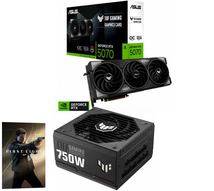 Combo ASUS GeForce TUF RTX 5070 12GB OC + Fuente ASUS TUF 750W 80 Plus Gold