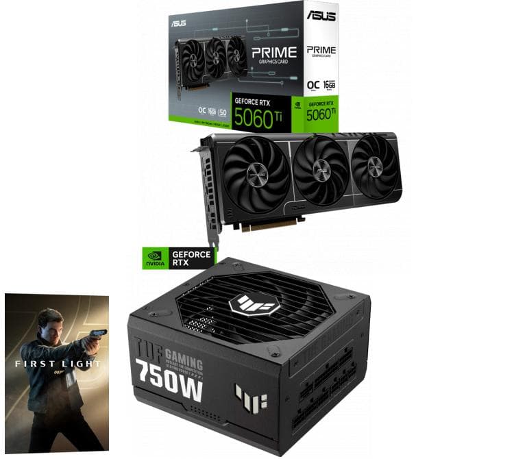 Combo ASUS PRIME GeForce RTX 5060 16GB OC + Fuente ASUS TUF 750W 80 Plus Gold