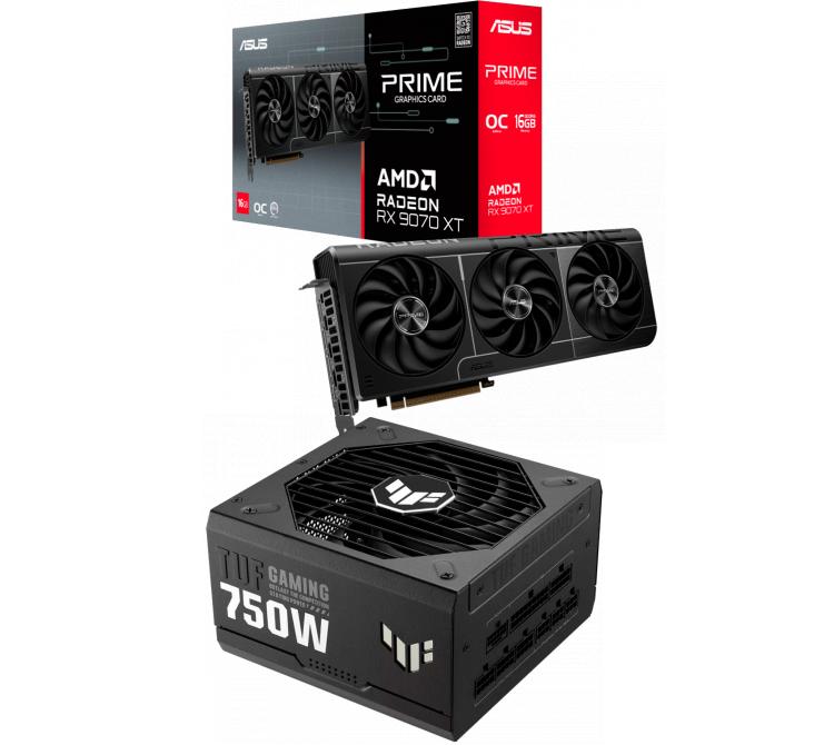 Combo ASUS PRIME RX 9070 XT 16GB + Fuente ASUS TUF 750W 80 Plus Gold