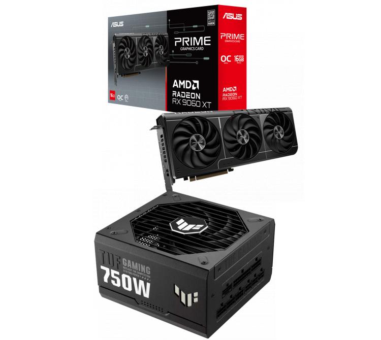 Combo ASUS PRIME Radeon RX 9060 16GB OC + Fuente ASUS TUF 750W 80 Plus Gold