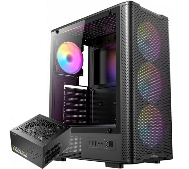 Combo Antec Gabinete VX310 ARGB Black 4x120mm + Fuente Antec 750W 80 Plus Gold Full Modular GSK