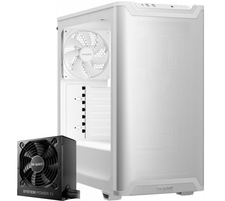 Combo Be Quiet! Gabinete PURE BASE 501 Airflow Window White 2x140mm + Fuente Be Quiet 750W 80 Plus Bronze