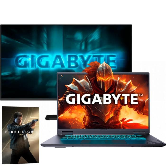 Combo Gigabyte Gaming A16 Ryzen 7 260 16GB DDR5 512GB SSD RTX 5060 3VHK3LAC93MH + Monitor Gamer Gigabyte GS25F14 24.5" FHD 144Hz