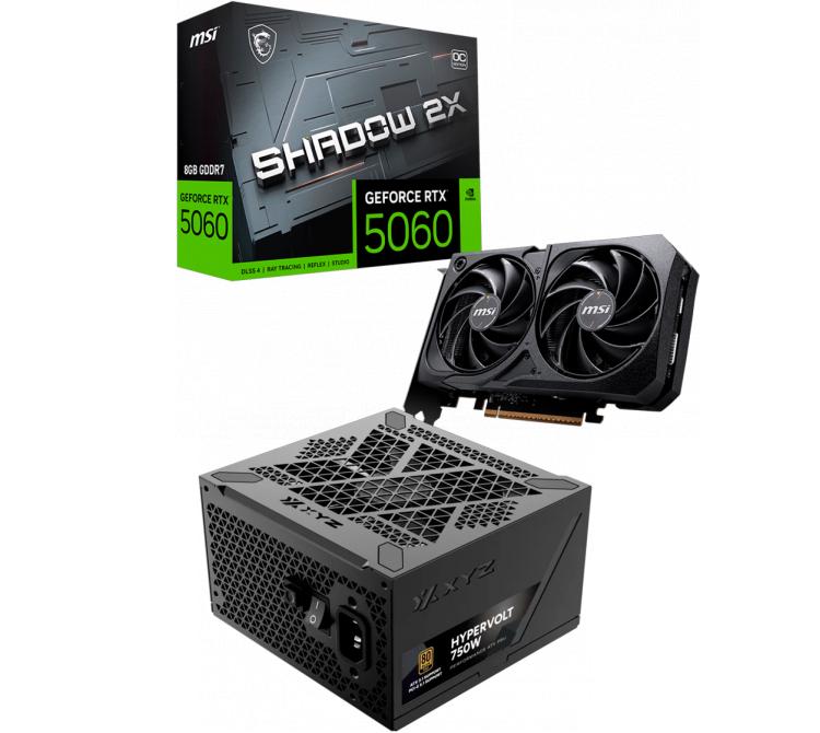 Combo MSI RTX 5060 8GB SHADOW 2X OC + Fuente XYZ 750W 80 Plus Gold HYPERVOLT