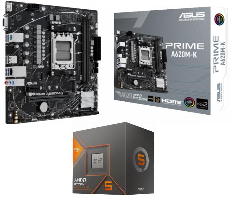 Kit Mother ASUS PRIME A620M-K + Procesador AMD Ryzen 5 8500G 5.0GHz Turbo AM5 + Wraith Stealth Cooler