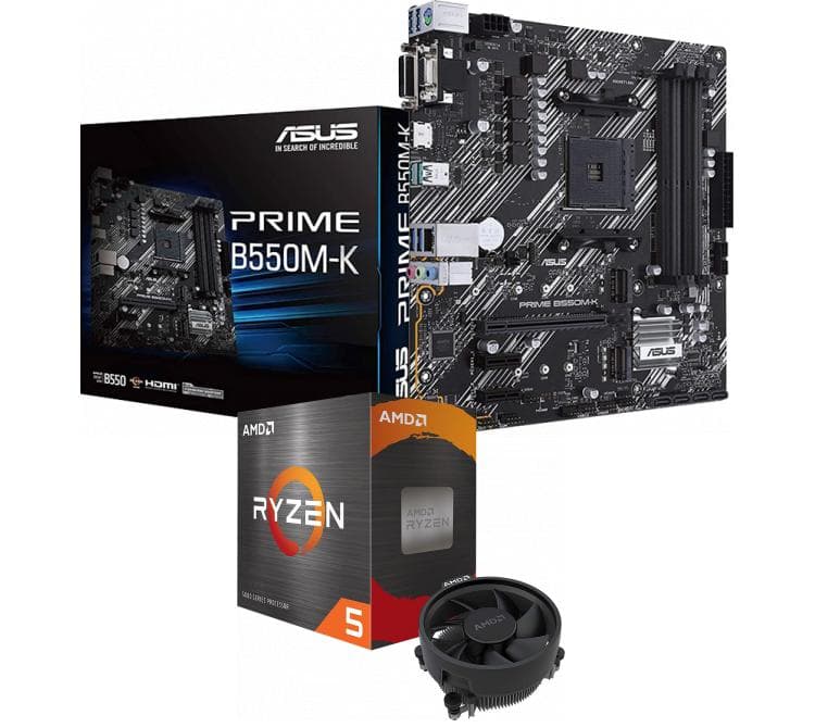 Kit Mother ASUS PRIME B550M-K + Procesador AMD Ryzen 5 5500 4.2GHz Turbo AM4 + Wraith Stealth Cooler