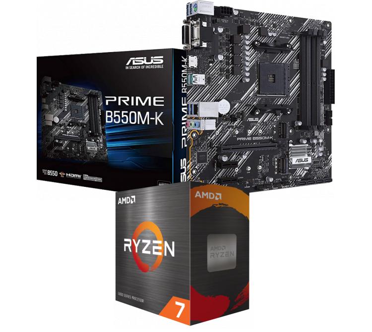 Kit Mother ASUS PRIME B550M-K + Procesador AMD Ryzen 7 5800XT 4.8GHz Turbo AM4 - No incluye Cooler