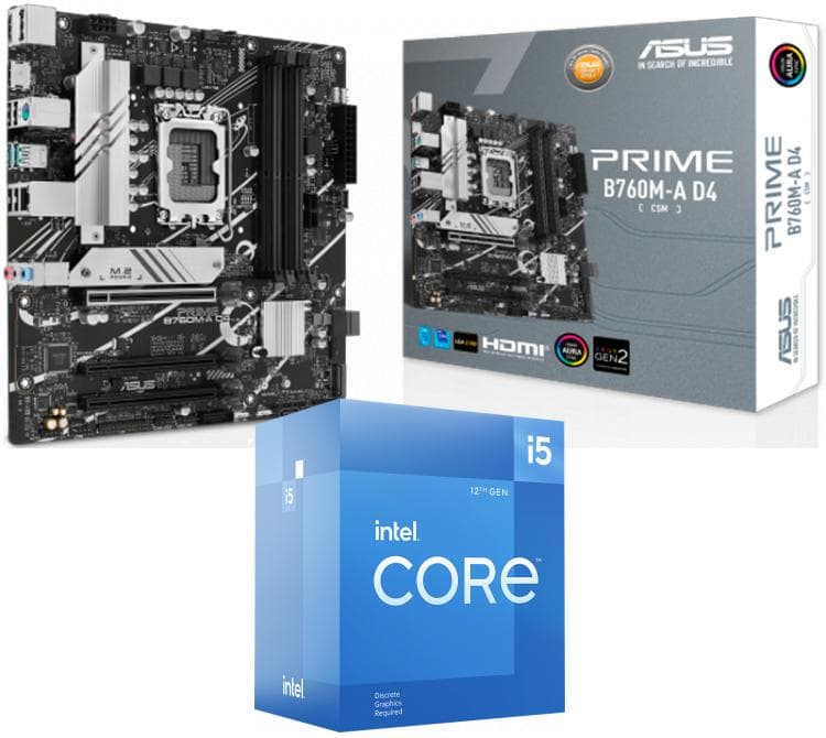 Kit Mother ASUS PRIME B760M-A D4 CSM DDR4 + Procesador Intel Core i5 12400F 4.4GHz Turbo Socket 1700