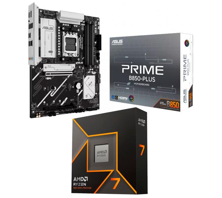 Kit Mother ASUS PRIME B850-PLUS + Procesador AMD Ryzen 7 9700X 5.5GHz Turbo AM5 - No Incluye Cooler