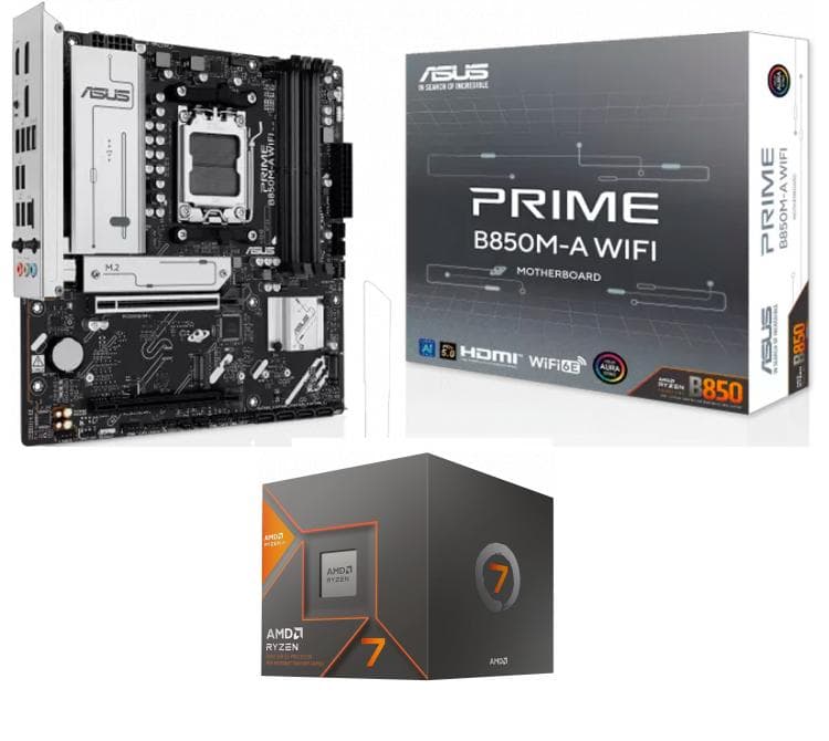 Kit Mother ASUS PRIME B850M-A WIFI + Procesador AMD Ryzen 7 8700G 5.1GHz Turbo AM5 + Wraith Stealth Cooler