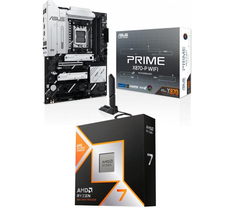 Kit Mother ASUS PRIME X870-P WIFI + Procesador AMD Ryzen 7 9800X3D 5.2GHz Turbo AM5 - No Incluye Cooler