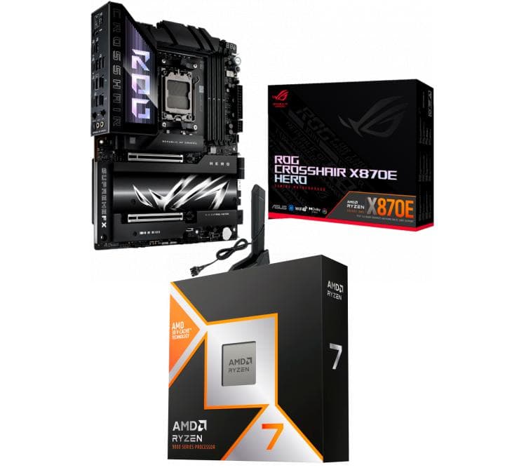 Kit Mother ASUS ROG CROSSHAIR X870E HERO + Procesador AMD Ryzen 7 9800X3D 5.2GHz Turbo AM5 - No Incluye Cooler