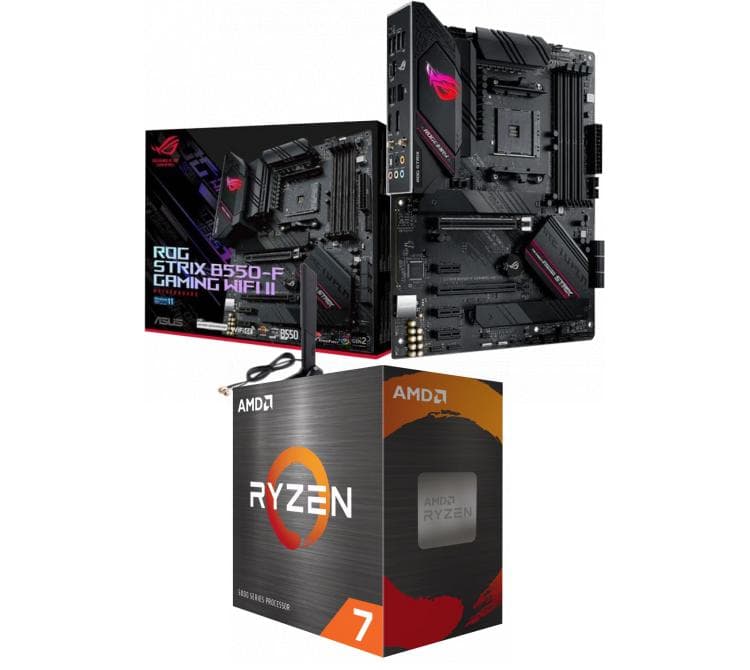 Kit Mother ASUS ROG STRIX B550-F GAMING WIFI II + Procesador AMD Ryzen 7 5800XT 4.8GHz Turbo AM4 - No incluye Cooler