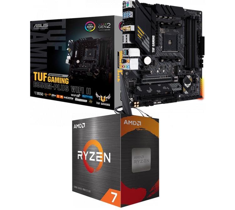 Kit Mother ASUS TUF B550M-PLUS WiFi II + Procesador AMD Ryzen 7 5700 4.6GHz Turbo AM4 + Wraith Stealth Cooler