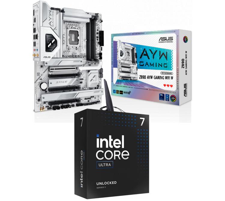Kit Mother ASUS Z890 AYW GAMING WIFI W + Procesador Intel Core Ultra 7 265K 5.5Ghz Turbo Socket 1851 Arrow Lake