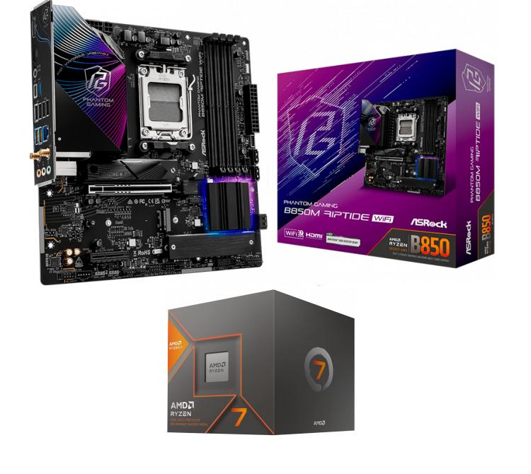Kit Mother Asrock B850M RIPTIDE WIFI + Procesador AMD Ryzen 7 8700G 5.1GHz Turbo AM5 + Wraith Stealth Cooler
