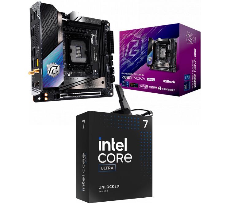 Kit Mother Asrock Z890I NOVA WIFI ITX + Procesador Intel Core Ultra 7 265K 5.5Ghz Turbo Socket 1851