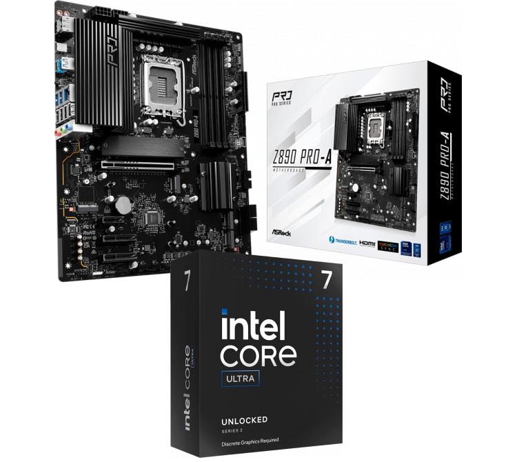 Kit Mother Asrock Z890 PRO-A + Procesador Intel Core Ultra 7 265KF 5.5Ghz Turbo Socket 1851