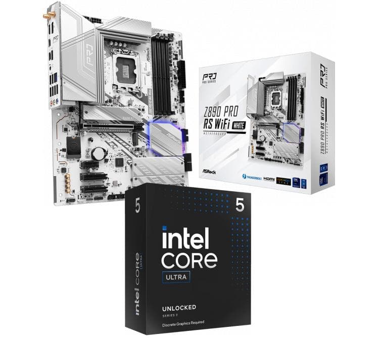 Kit Mother Asrock Z890 PRO RS WIFI WHITE + Procesador Intel Core Ultra 5 245K 5.2Ghz Turbo Socket 1851