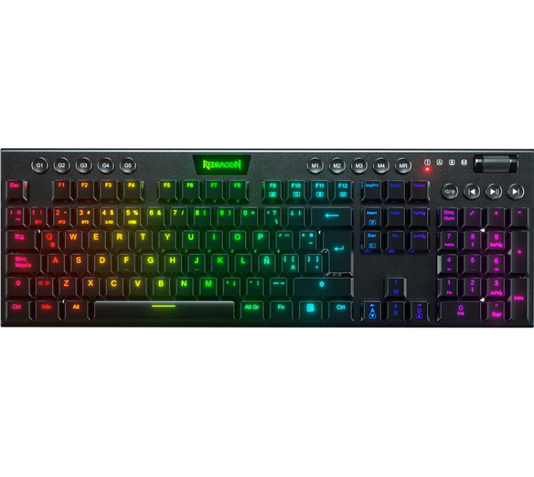 Teclado Mecanico Redragon Horus K618 RGB Wireless Low Profile Switch Red