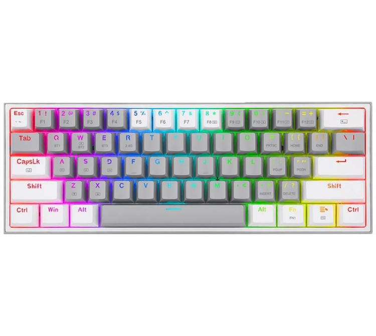Teclado Mecanico Redragon Fizz Pro K616 Wireless RGB 60% Gray/White