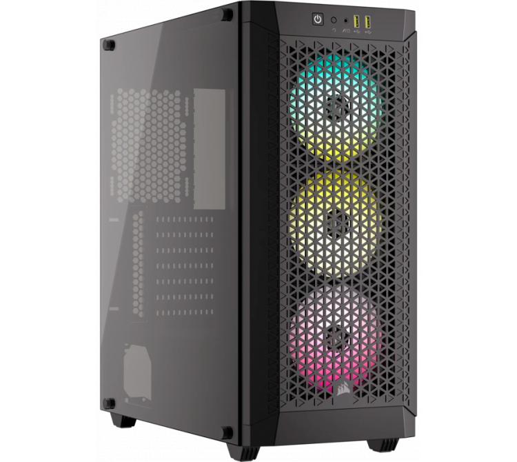 Gabinete Corsair 480T RGB Airflow 3x120mm AR120 ARGB Fans Black Vidrio Templado