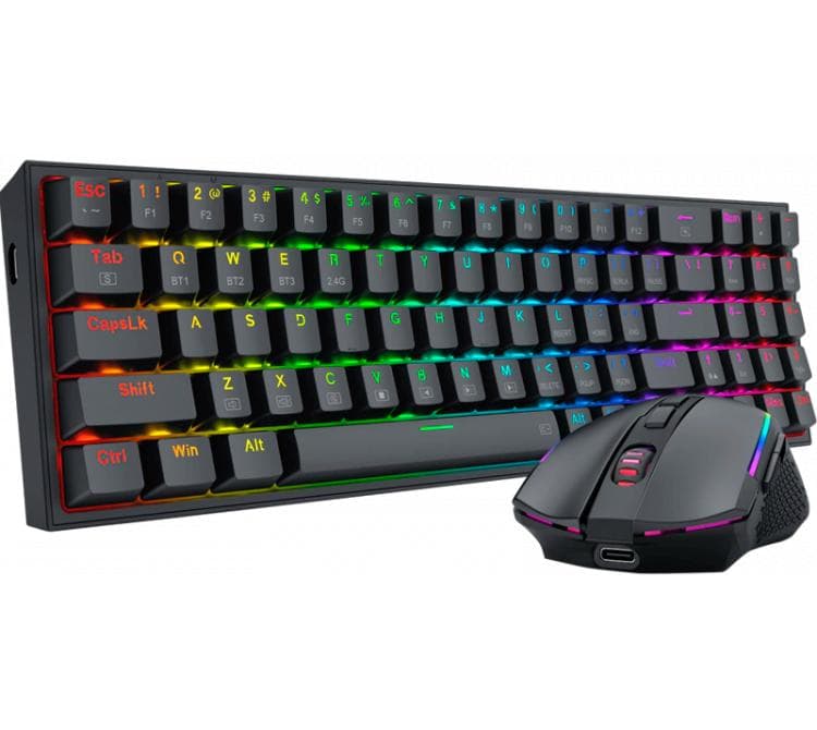 Combo Redragon S136 Teclado Mecanico 78% Wireless + Mouse Wireless 2.4Ghz BluetoothRGB