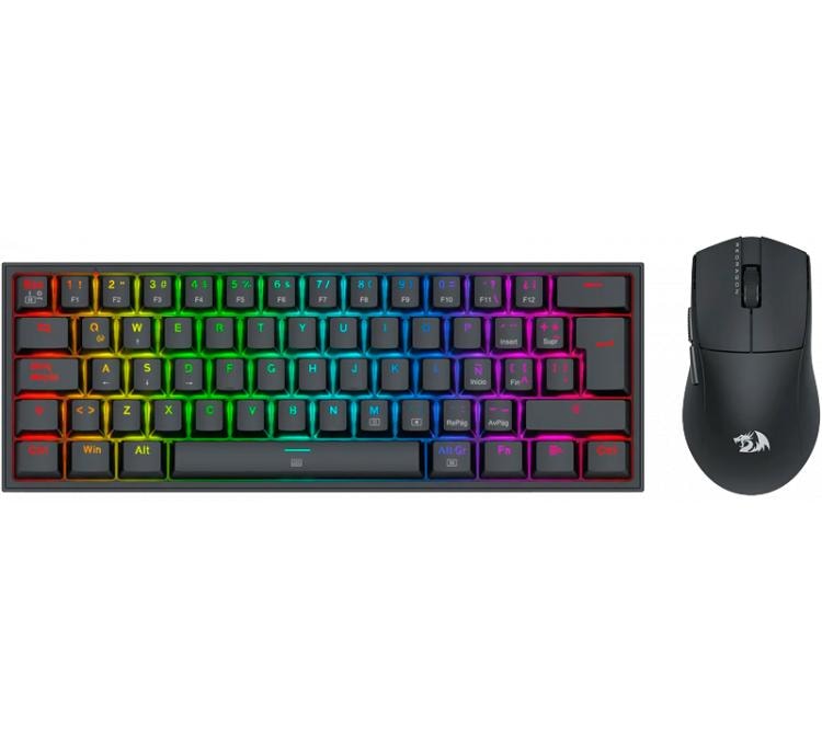 Combo Redragon S143 Teclado Mecanico K617 Fizz 60% + Mouse Redragon M724 Black