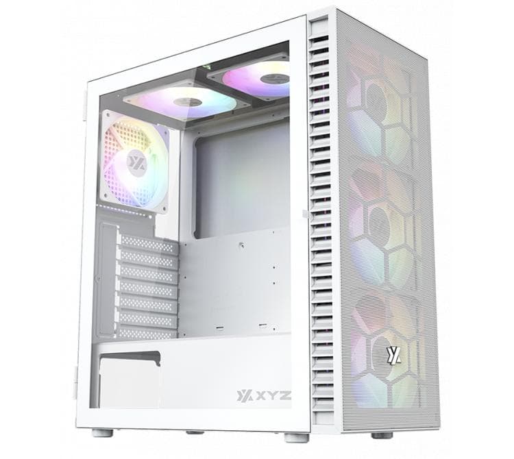 Gabinete XYZ Airone 100 Mesh White 3x140mm + 3x120mm ARGB Fans Vidrio Templado