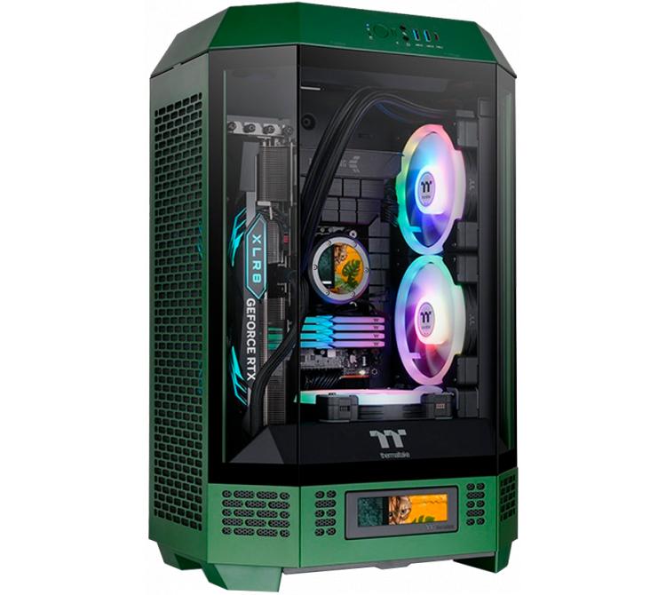 Gabinete Thermaltake The Tower 300 Racing Green 2x140mm Fans Vidrio Templado USB-C Gen2