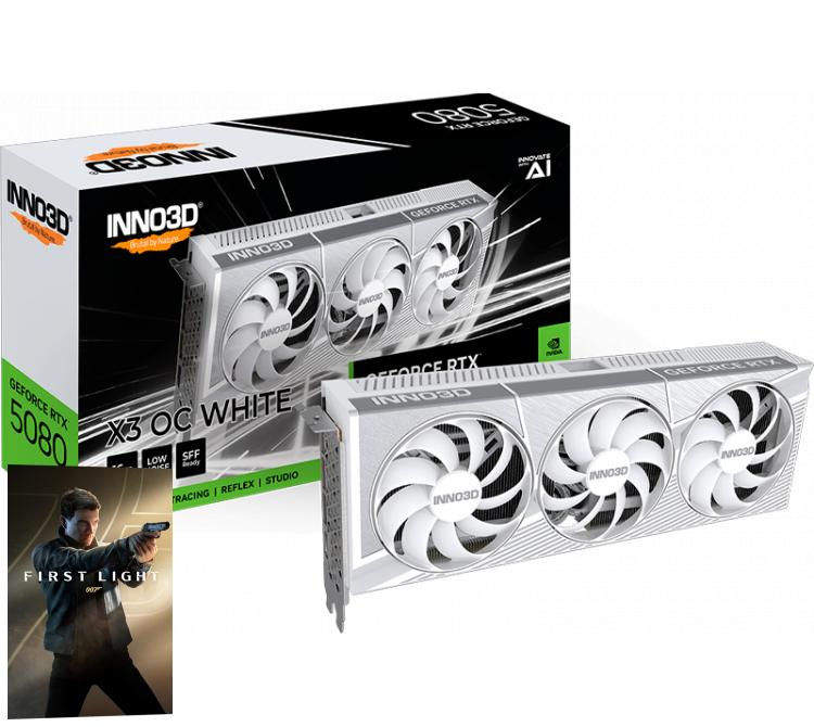 Placa de Video INNO3D GeForce RTX 5080 16GB GDDR7 X3 OC WHITE