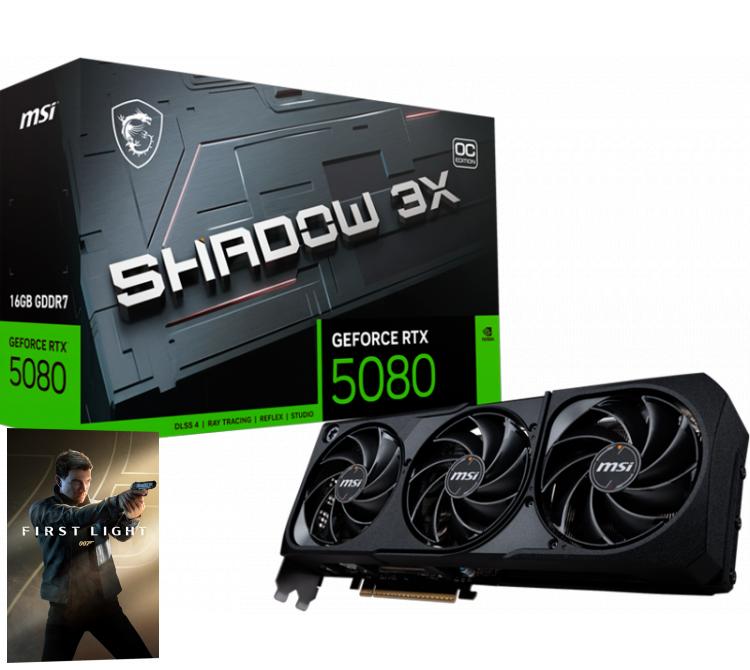 Placa de Video MSI GeForce RTX 5080 16GB GDDR7 SHADOW 3X OC