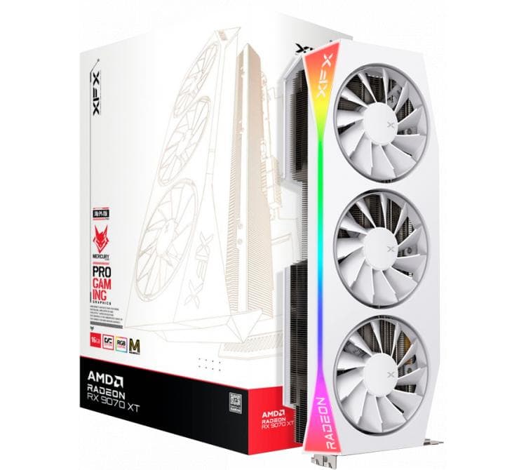 Placa de Video XFX Radeon RX 9070 XT 16GB GDDR6 Mercury OC White Magnetic Air Edition RGB